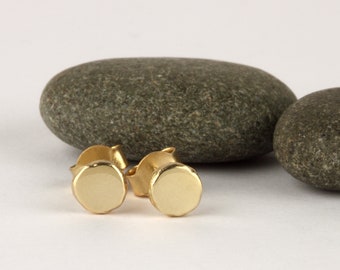 14k gold stud earrings, simple solid gold earrings, small dot earrings