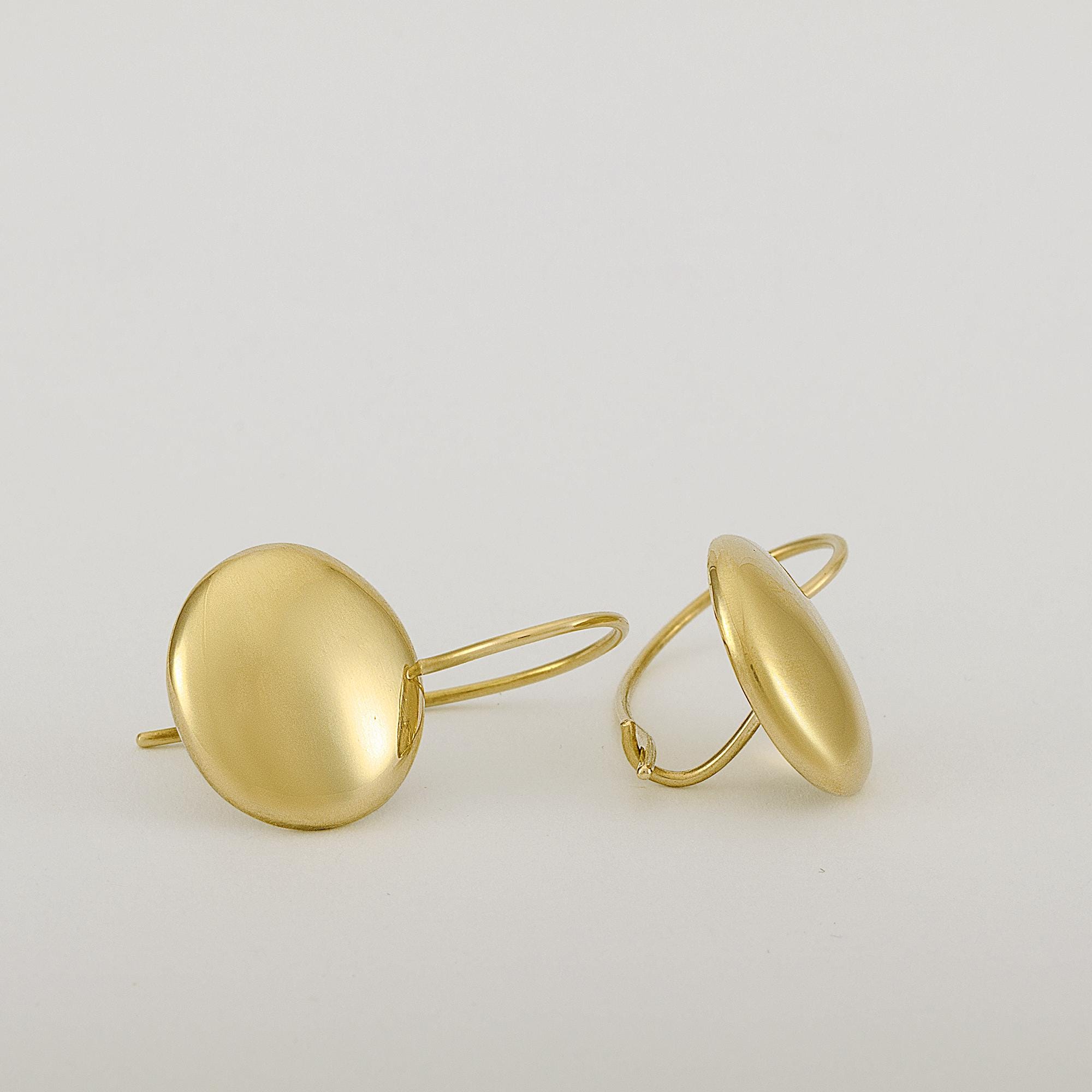 14k Gold Earrings, Minimalist Solid Gold Earrings, Shiny