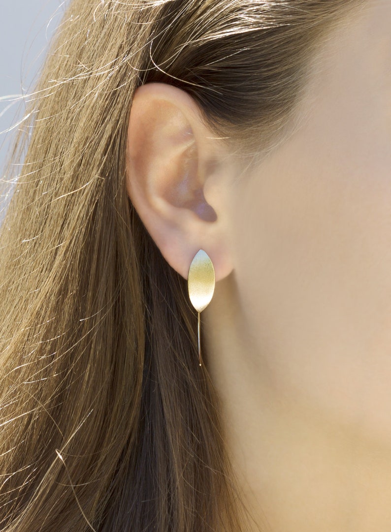 14k Gold Earrings Minimalist Gold Earrings Drop Earrings Etsy
