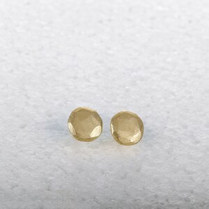 Round Stud Earrings, 14k Solid Gold Stud Earrings, Delicate Earrings, Brushed Earrings, Gold Post Earrings, Handmade Gold Jewelry image 2