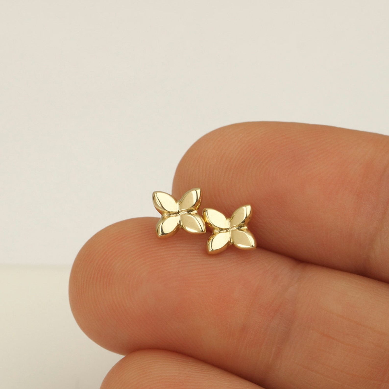 Small Gold Earrings 14k Tiny Gold Stud Earrings Solid Gold Etsy