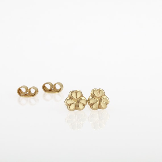 14k gold earrings studs gold flower stud earrings solid gold | Etsy