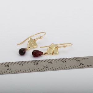 Gold Garnet Earrings, 14k Gold Earrings, Solid Gold Garnet Dangle Earrings, January Birthstone Earrings, Genuine Garnet Jewelry For Women image 6