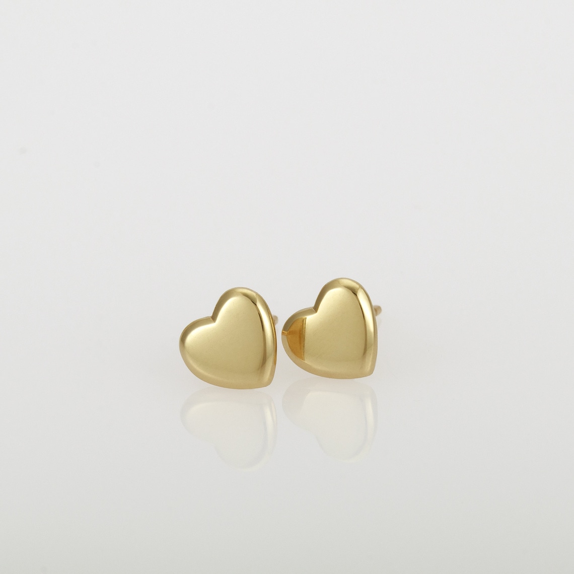 14k Gold Stud Earrings Gold Heart Earrings Solid Gold Heart Etsy