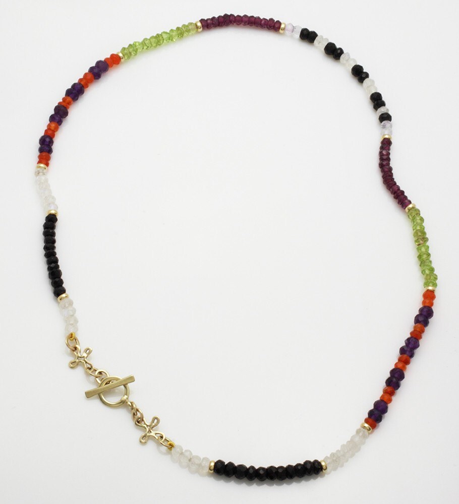 Colorful gemstones Necklace 14k gold necklace | Etsy