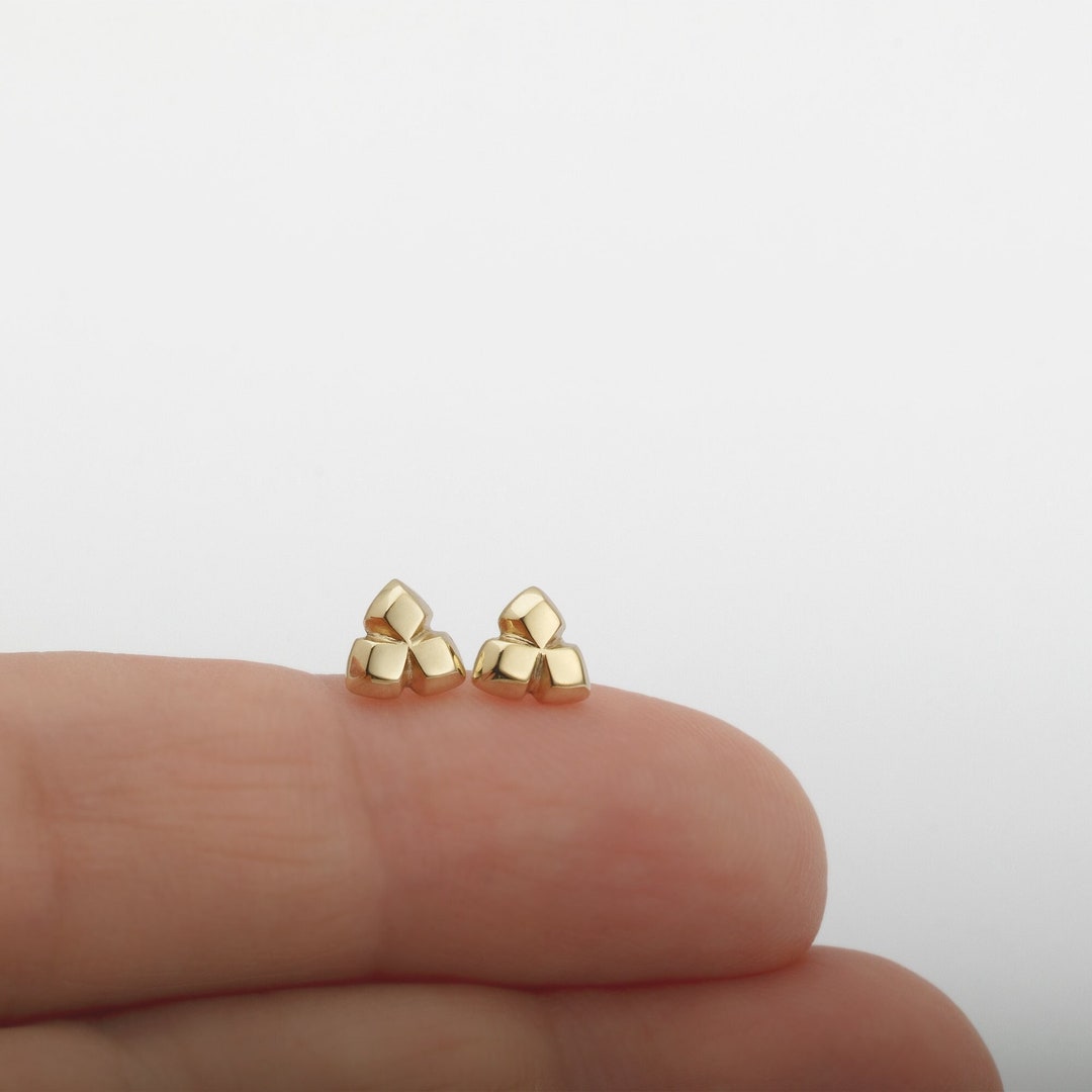 Solid Gold Stud Earrings 14k Gold Post Earrings Small Gold Etsy