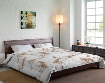 Edredón floral – Ropa de cama ligera de microfibra botánica de 104" x 88"