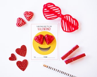 Valentine Printable "EMOJI HEART EYES" emoji heart eyes kissy face texting