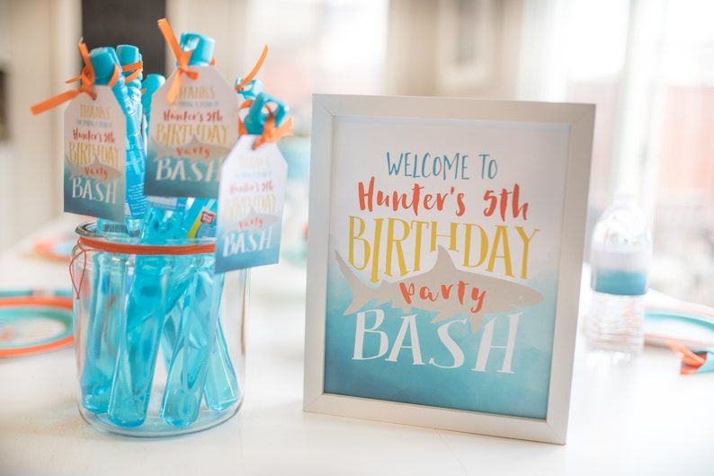 Watercolor Shark Ombre Invite  Printable Set DIY printable image 9