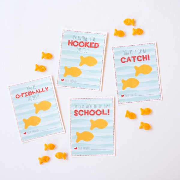 Valentine Printable "GOLDFISH" goldfish crackers great catch same school hooked on you o-fish-ally