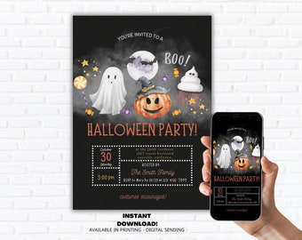 Editable Halloween Party Invitation, Boo Party, Instant Download, Text/evite sending, Print today!
