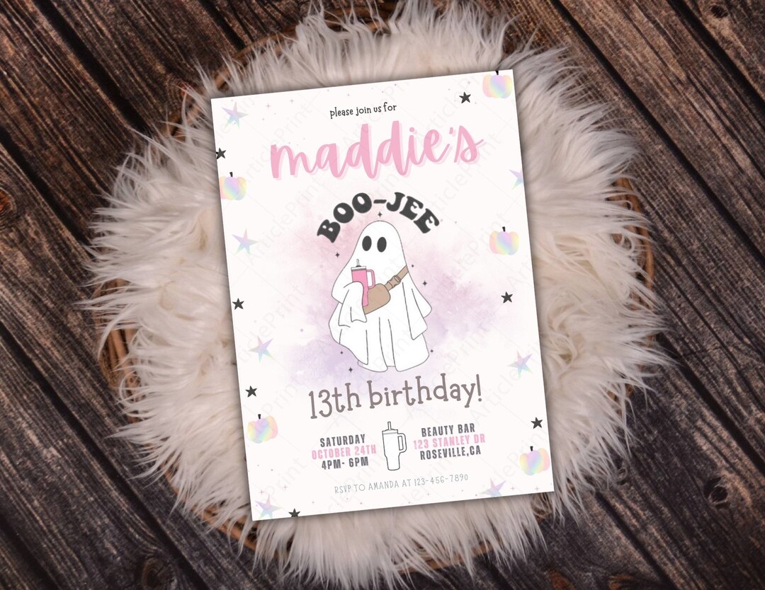 Editable BOOJEE Birthday Party Invitation, Text/evite Sending, Girl's