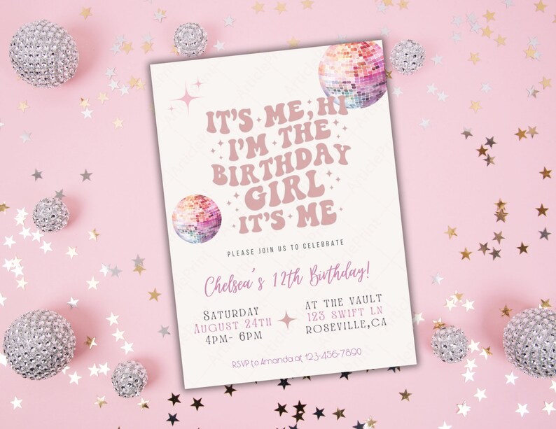 Editable Birthday Invitation, Its me, Hi. Taylor Swift birthday invitation, Era birthday invitation image 5