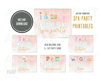 INSTANT DOWNLOAD Spa Party Printables