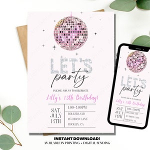 Editable Disco Party Invitation, Personalized Invitation, Printable, Dance Party, Sweet 16, Taylor Swift, Instant Download image 2
