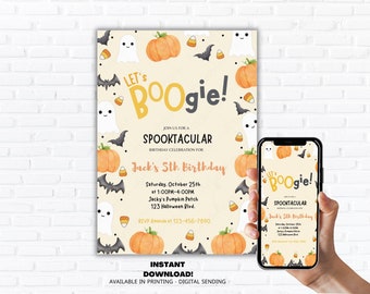 Editable Let's BOOgie Halloween Birthday Party Invitation, Instant Download, Text/evite sending, Print today!