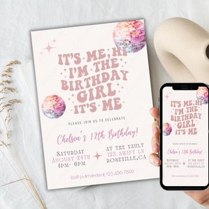 Editable Birthday Invitation, Its me, Hi. Taylor Swift birthday invitation, Era birthday invitation image 3