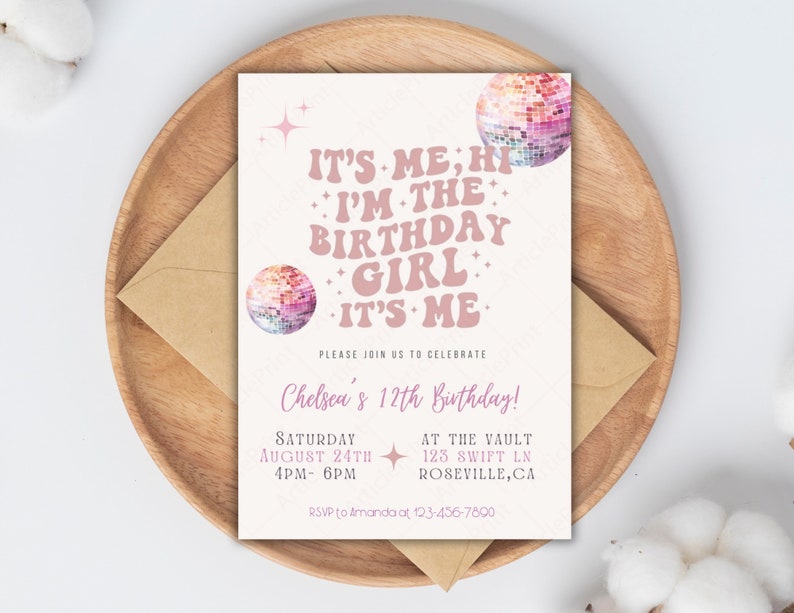 Editable Birthday Invitation, Its me, Hi. Taylor Swift birthday invitation, Era birthday invitation image 4