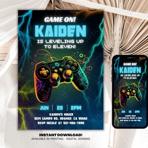 Editable Video Game Party Invitation, Printable Gamer Birthday Invite ...
