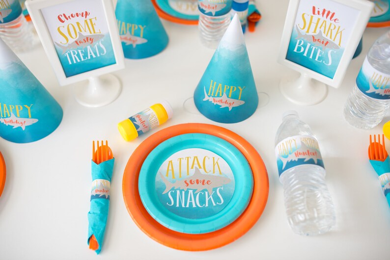 Watercolor Shark Ombre Invite  Printable Set DIY printable image 8