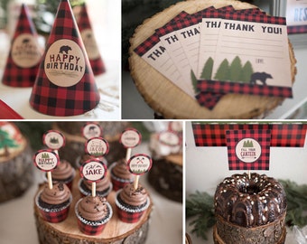 Lumberjack Happy Camper Plaid Birthday Shower Boy Printables