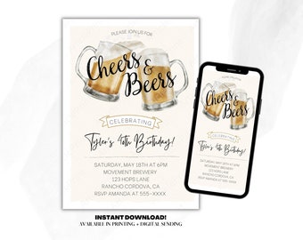 Editable Cheers and Beers Invitation, Beer Invitation, Beer Tasting Party, Bar Party, Surprise Party, Bachelor Party, Wedding