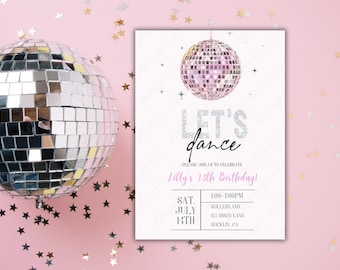 Bewerkbare Disco Dance Party uitnodiging, tekst/e-mail verzenden, 5 x 7 afdrukbare, Dance Party, Sweet 16, Taylor Swift, Instant Download