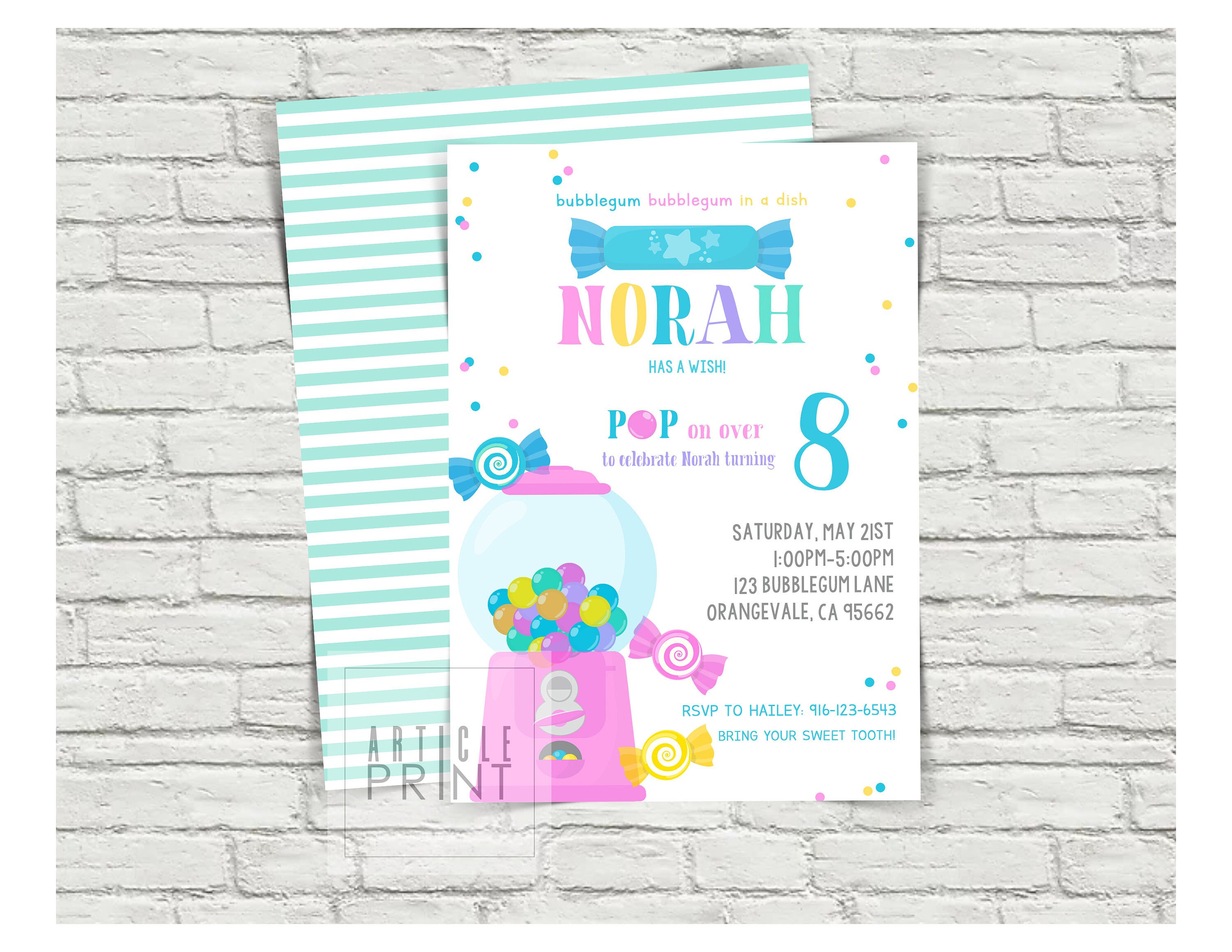 Buy Bubblegum Invitation Online In India - Etsy India