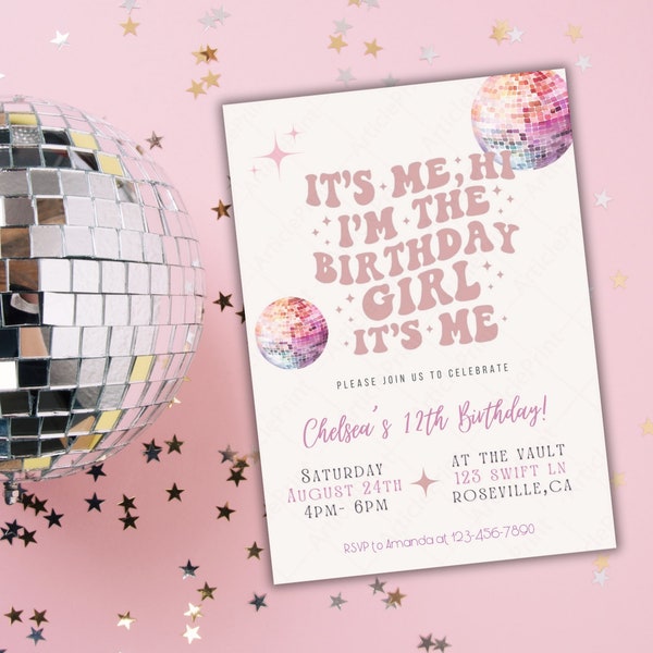 Editable Birthday Invitation, Its me, Hi. Taylor Swift birthday invitation, Era birthday invitation