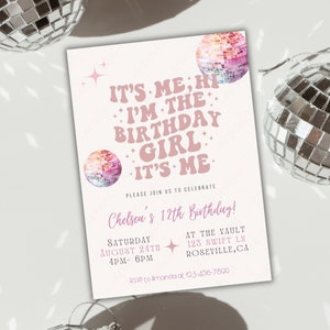 Editable Birthday Invitation, Its me, Hi. Taylor Swift birthday invitation, Era birthday invitation image 6