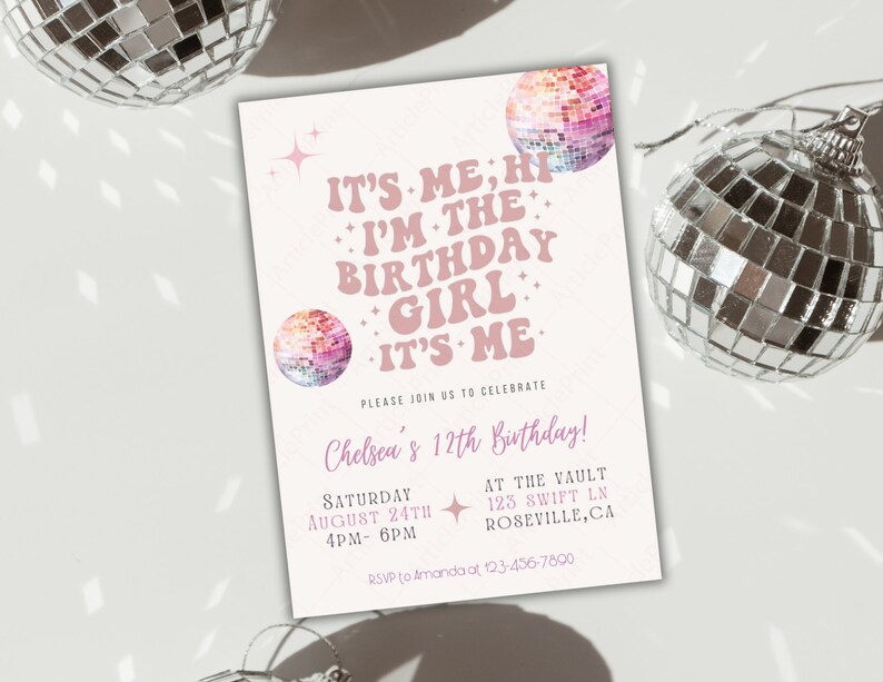 Editable Birthday Invitation, Its me, Hi. Taylor Swift birthday invitation, Era birthday invitation image 6