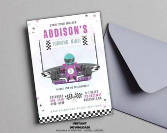 Editable Race Car Birthday Invitation, Speedway Race Car Birthday, Go Kart Birthday Party, Text/Evite Sending, Instant Download, Print Today