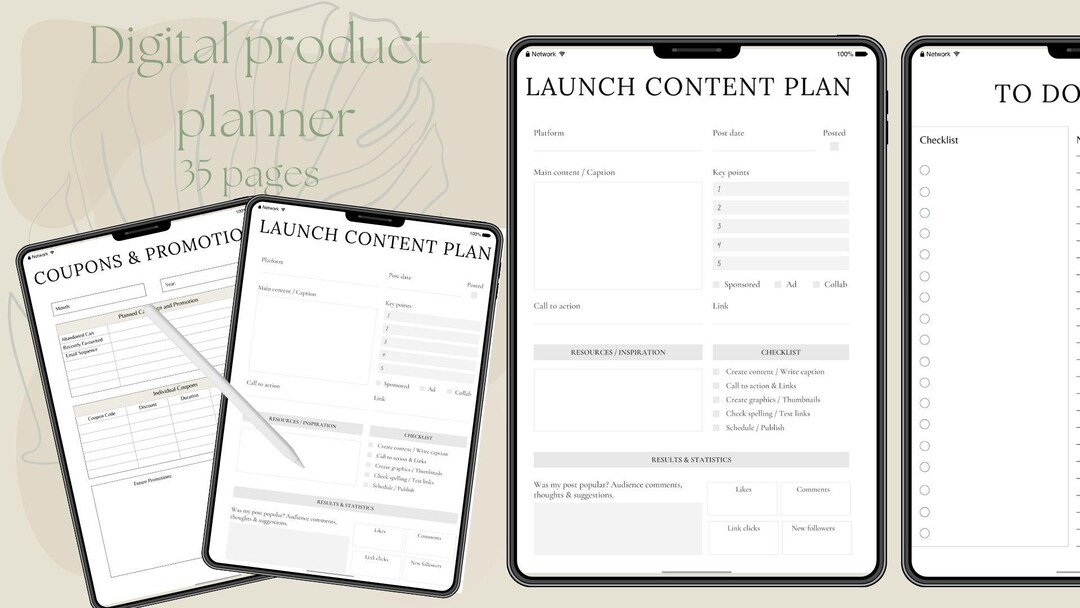 Digital Product Planner | 35+ Editable A4 Workbook | Printable Business ...