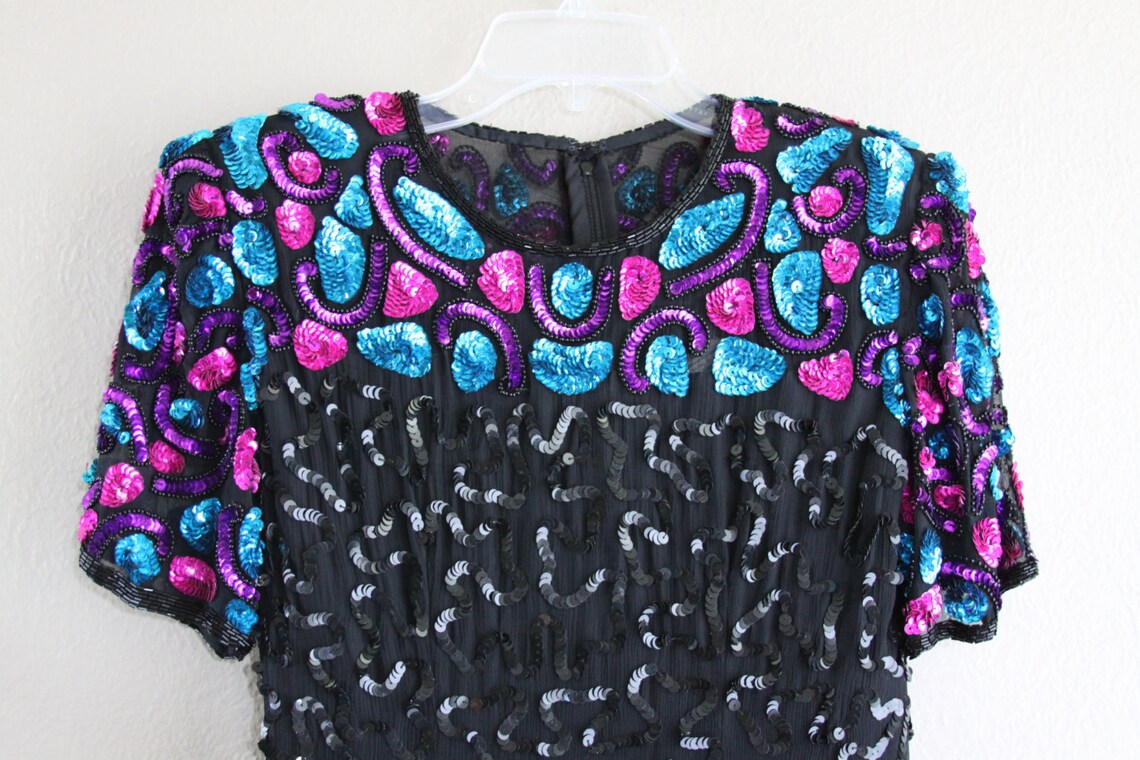 Black & Multicolour Psychedelic Silk Dress