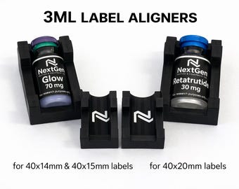 3ml Vial Label Aligner Tool | Fits 40×20mm, 40×15mm & 40×14mm Labels | Peptide/TRT Vial Labelling Jig | UK