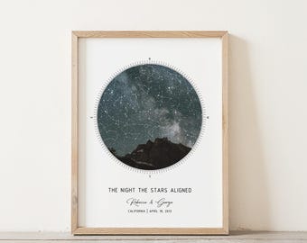 Personalised Star Map, Night You Were Born, New Baby Gift, Stars The Night Sky, Stars Above Map Poster, Wedding Constellation Gift