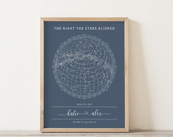 Christmas Gift, Personalized Star Map Print: Custom Night Sky, Date & Location