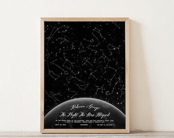 Custom Star Map Print, Night We Met , Anniversary Gift, Stars The Night Sky, Stars Above Map Poster, Wedding Constellation Print Gift