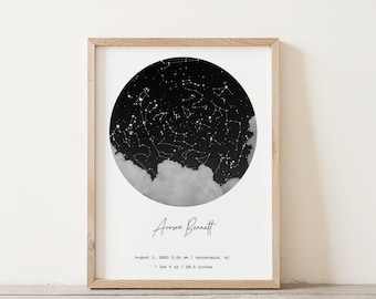 Personalized Baby Star Map: Custom Night Sky Birth Print (Digital Available)