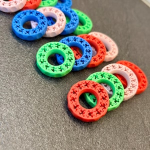 4-Pack 3D Printed Fidget Rings: Interlocking Gear Spinner, Stress Relief Toy