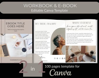 エレガントなコーチングワークブックテンプレート：Canva電子書籍、リードマグネット（デジタルダウンロードPDF）