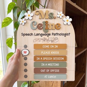 Personalized Interchangeable Speech Pathologist Door Sign, SLP Teacher Appreciation Gifts, Speech Therapist Office Status Sign