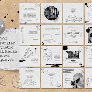 Typewriter Aesthetic Instagram & Canva Templates for Coaches, Social Media Managers, Marketing, Engagement, Carousel, and Business Posts
