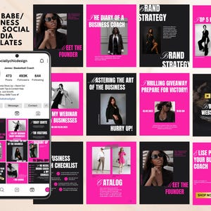 Boss Babe Social-mediasjablonen Modern roze IG-berichten Zakelijk coach Branding Content Creator Instagram-sjablonen Luxe esthetiek