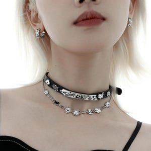 Happy Puppy Necklace, Original Design, Unique Choker Necklace, High-End Black Leather Necklace, Adjustable Collar Jewelry, Cute Dog Pendant