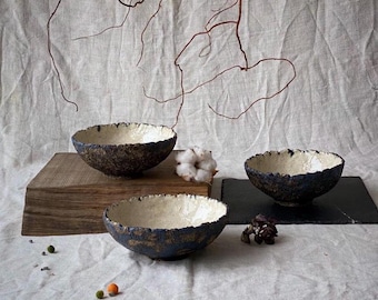 Hand Sculpted Wabi Sabi Bowl: Rustic Dark Academia Serving Dish