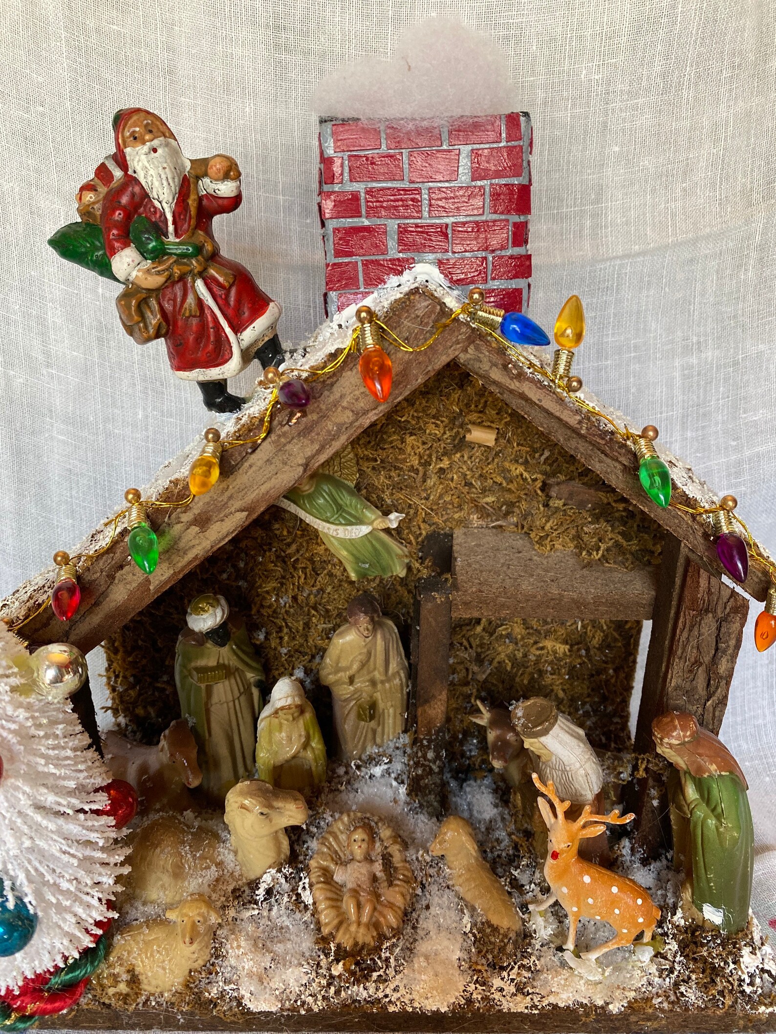 Vintage Navidad Natividad Diorama Ornamento Decoración Santa | Etsy