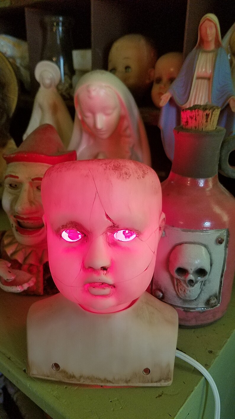 Ceramic Doll Head Lamp Distressed Lighting Night Light Etsy