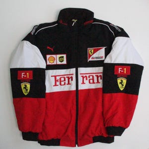 Vintage Ferrari Racing Jacket: Embroidered F1 Motorsport Streetwear