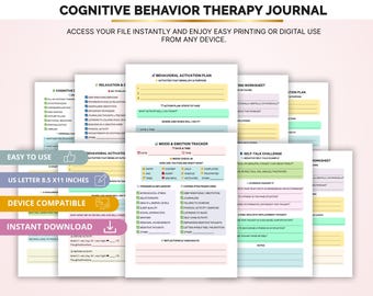 CBT Journal – Mental Health, Anxiety & Stress Workbook (Printable PDF)